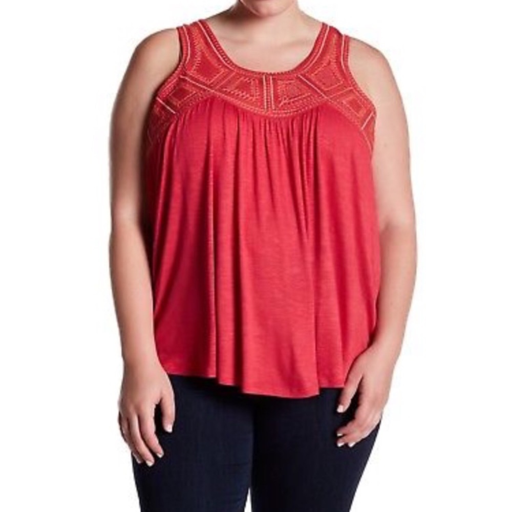 NWT Love on a Hanger Embroidered Swing Tank 1x 2x